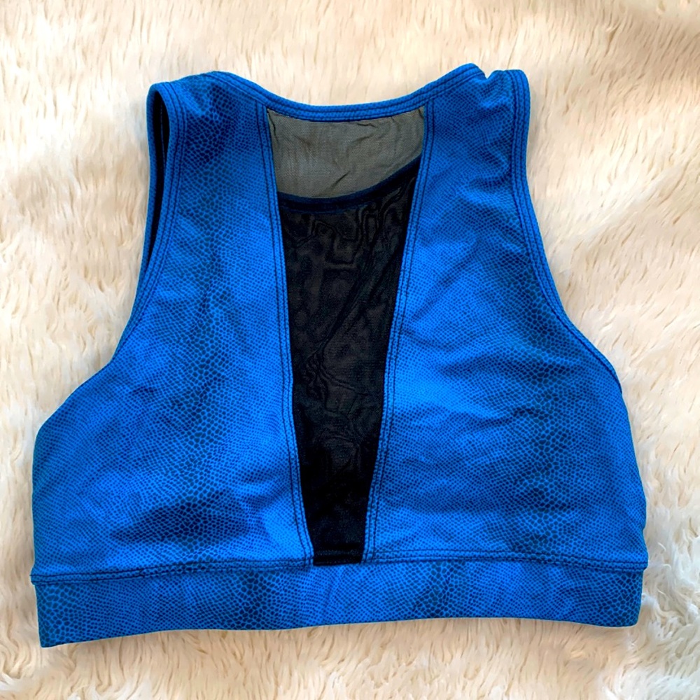 ONZIE Blue Snake Print Mesh Sports Bra